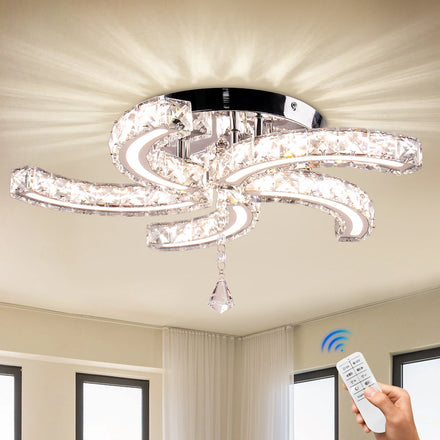 Restaurant Modern LED Chandelier Pendant Light with Crystal Cold White Light for Kitchen Island