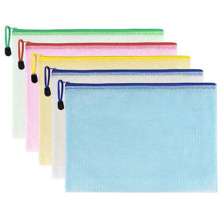 Mesh Zipper Pouch Document Bag Plastic Zip File Folders A4 Size File Folder Exam Paper Document Storage Bag School Supplies