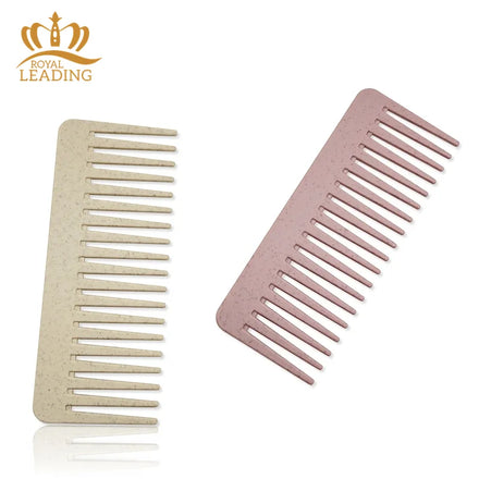 High Quality Biodegradable Hair Detangling Flat Comb Eco-friendly Wheat Straw Plastic Wide Flat Tooth Comb for Women