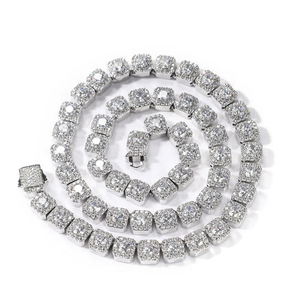 Luxury Brass 10mm Wide Spring Hook Plated CZ Iced Out Chain Fashion Jewelry Wholesale Hip Hop Bling Necklace Hip Hop Jewelry