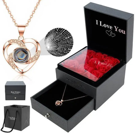 Necklace Female Ornament Artificial Flower Gift Box Christmas Valentine's Mother's Day Gift Valentines Day Gift Z194