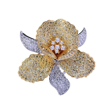 Luxurious Grand Micro Insert Zircon Corsage Orchids High-grade Flowers Brooch Accessorized With Coat Dress Pin Women