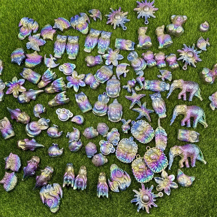 Wholesale Natural Folk Craft Healing Stone Carved Bismuth Crystal Carvings Mini Animals for Gift