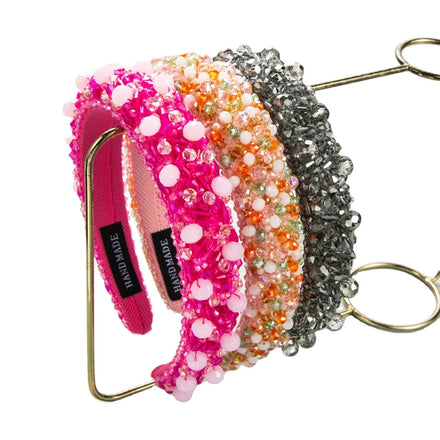 Large Baroque Rhinestone Headband Vintage Padded Crystal Hairband