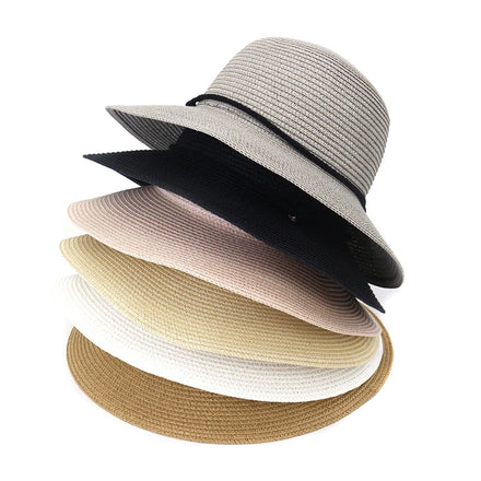 Women Paper Straw Hat Large Wide Brim Straw Floppy Hat Summer Sun Fashion Broad Beach Hat Sun Visor Cap