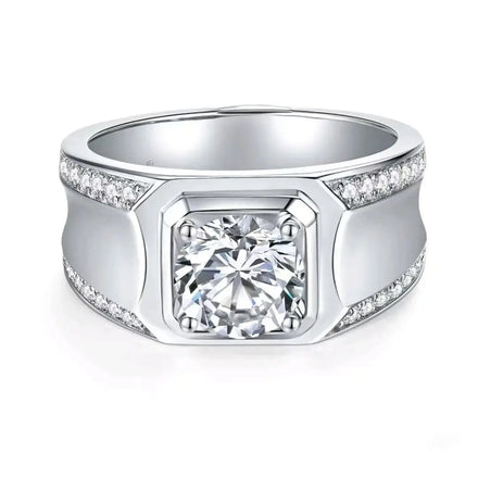 Hip Hop Brilliant Cut Moissanite Diamonds Men's Band Ring for Men Man Vvs 1ct S925 Silver Wedding Jewelry