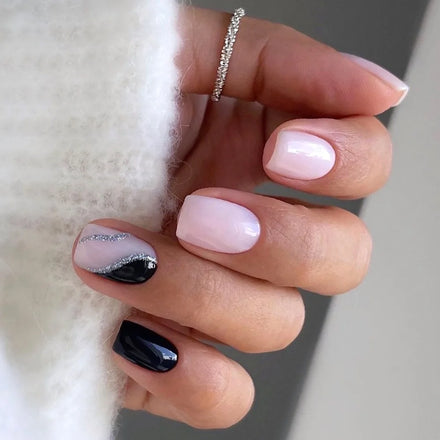 Pinkish Glitter French Sequins 24 Pcs Ready Stock Wholesale Press on Nails Artificial Fingernails Acrylic Candy False Nails 2906