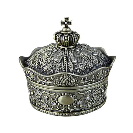 Zinc Alloy European Retro Crown Jewelry Box Creative and Exquisite Diamond Encrusted Rose Princess Gift Box Upscale Personality
