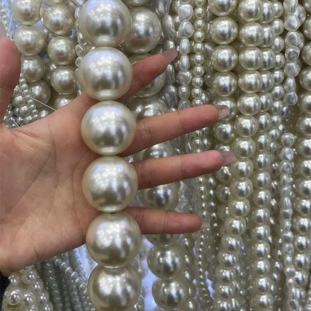 JC Wholesale 500 Grams Per Bag Round No Hole Loose Abs Pearl Beads 3mm-20mm Through Hole Half Hole Abs Imitation Pearl