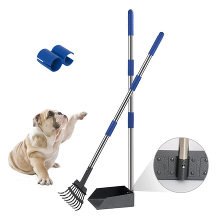 Eco-Friendly Luxury Long Handle Portable Dog Pooper Scooper with Stainless Metal Tray Rake Set for Medium Small Dogs Errui Brand