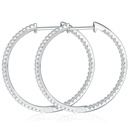 Factory Direct Sales Classic Unisex Hoop Earrings 925 Sterling Silver Rhodium Plated 30mm High-End GRA Certified Moissanite