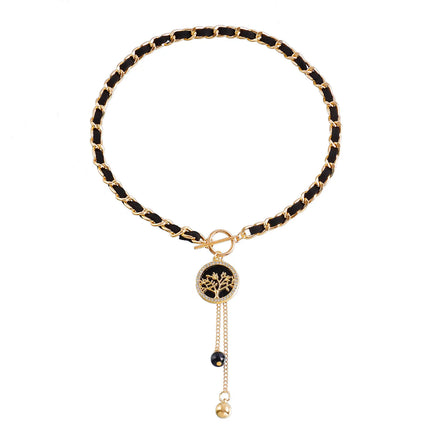 Factory Price Sexy Wrapped Velvet Chain Black Tree-shaped Gold Butterfly Necklace for Women Girls Collarbone Chain Tassel Collar