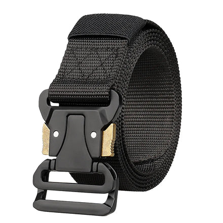 Custom 3.8cm Outdoor Casual Black Tactical Nylon Polyester Fabric Belt With Alloy Buckle for Men