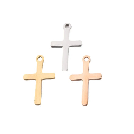 Wholesale Beaded Cross Pendant for Jewelry Making 10*13MM Gold Rose Tiny Cross Charms Accessories DIY Necklace and Bracelet