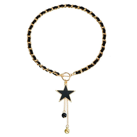 Wholesale Metal Black Alloy and Velvet Star Shape Pendant Necklace 12cm Metal Jewelry Necklace