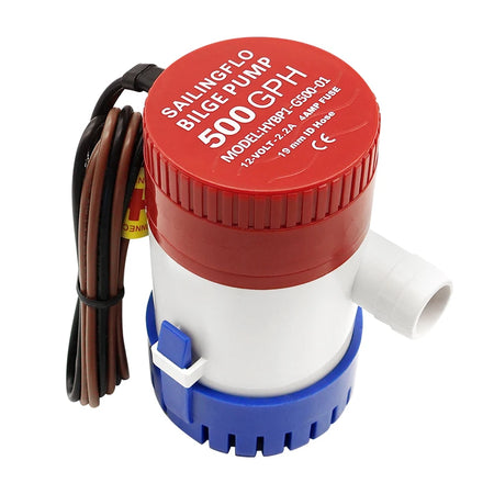 SAILINGFLO 12V DC 500GPH Mini Non-automatic Marine Bilge Pump