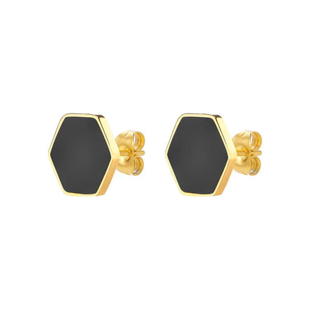 Minimalist Jewelry Gold Plated Stainless Steel Hexagon Earrings Geometric Drop Oil Stud Earrings for Women