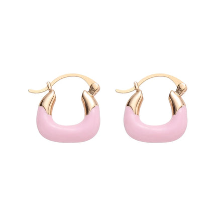 New Fashion Custom 18k Gold Filled Colorful Enamel Dripping Oil Huggie Hoop Earrings for Women Girls