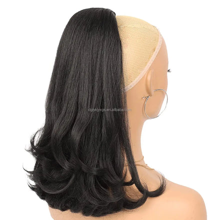 WP26 Hot Sales Synthetic Drawstring Ponytail Hair Extensions Backward Warping Net Bag Ponytail Yaki Ponytails