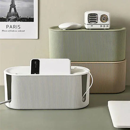 Desktop Plastic Cable Management Storage Boxes Organizer with Lid Wire Tidying Box