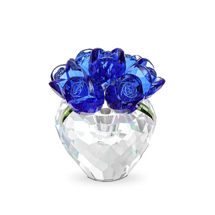 Special Crystal Blue Color Flower Gifts for Mom Wife Girlfriend Glass Flower Ornaments for Home Office Tabletop Paperweight