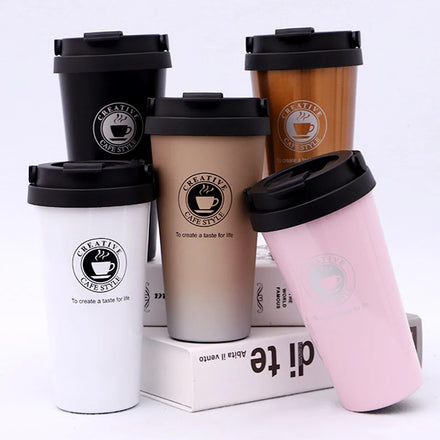 Factory Luxury 500ml Stainless Steel Coffee Mug with Handle Personalized Gold Vacuum Flask Thermos for Business Gift