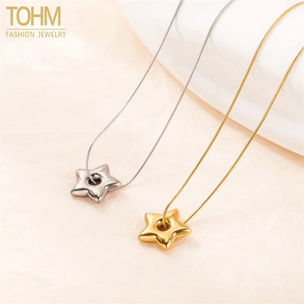 Wholesale High Quality 18k Gold Plated Stainless Steel Fashion Sweater Chain Choker Necklace Star Pendant Necklace
