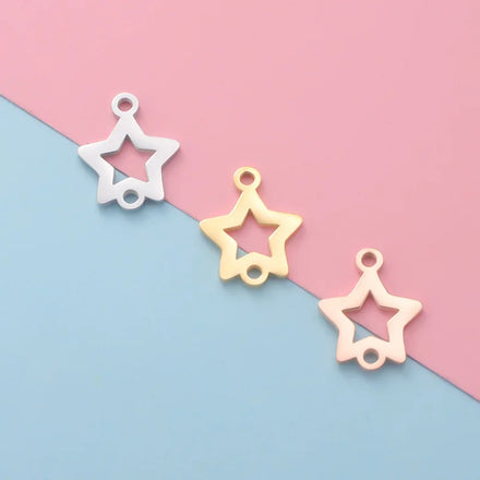 Factory Customization Mirror Polished Stainless Steel Pendant Name Laser Engraving Custom Logo Star Charm for Fine Jewelry