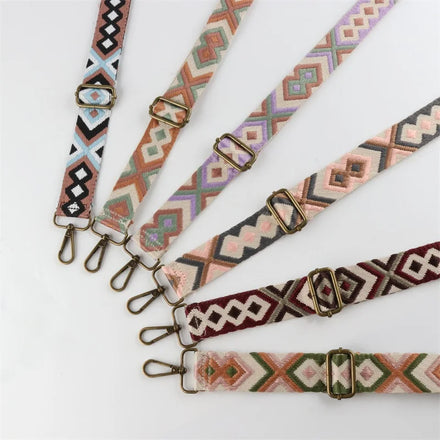 Custom Jacquard Women's Handbags Strap Boho Bag Accessories Crossbody Leather Belt Fabric Replacement Straps for Purse