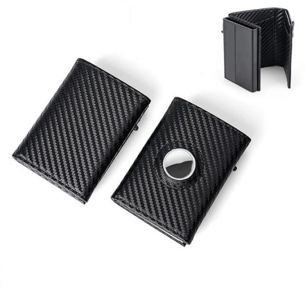 Factory Carbon Fiber Leather Tracker Metal Rfid Mini Business Credit Card Holder Magnet Wallet Case