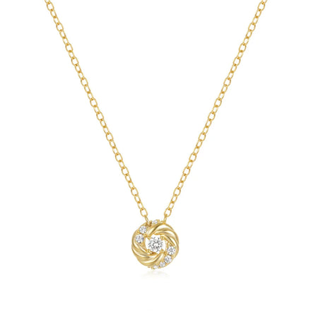 Fashion Jewelry 925 Sterling Silver Round Circular Circle White Diamond Zircon Gold Plated Necklaces for Woman