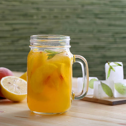Topjlh Factory Produced Mason Jar Drinking Glass with Handle Custom Design Glass Mug Custom Logo Mason Jar Glass with Lid