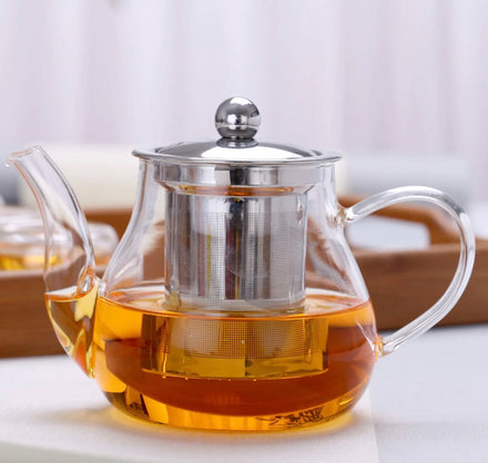 Japanese Style 400ml/600ml Borosilicate Glass Teapot with Stainless Steel Infuser Small Size Heat Resistant for Coffee Tea Sets