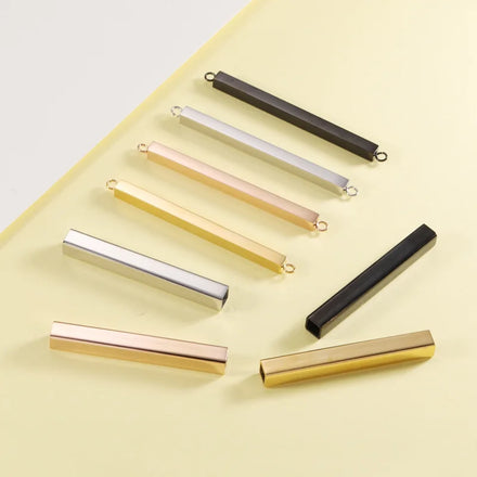 Mirror Polished Blank Bar Necklace Pendant Silver/Gold/Rose Gold Stainless Steel Bar Pendant With Custom Logo