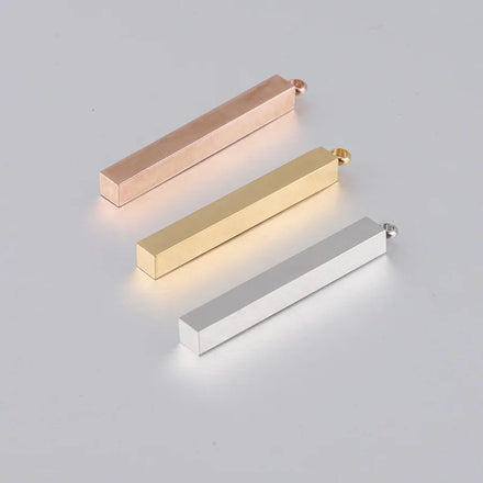 Engraved Blank Rectangle Jewelry OEM Stainless Steel Mirror Polished Engraved Pendants Colorful bar Necklace