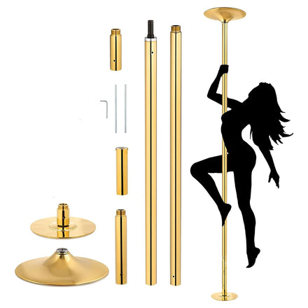 Adjustable 45mm Gold Static Dancing Pole 3.7-9 Inches Height-Adjustable Steel Stripper Dance Pole