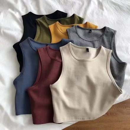 Solid Color Sleeveless T-shirt Women's Loose Casual Vest