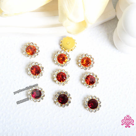 Professional 12mm Sunburst Flat Back Glass Rhinestones for Apparel Design & Tailoring Supplies