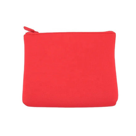 Hot Sale Fashion Custom Logo Small Red Neoprene Toiletry Cosmetic Pouch Makeup Bags