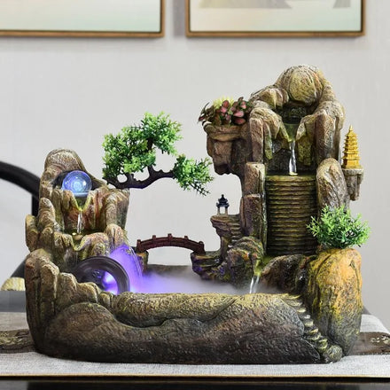 Rockery Flowing Water Fountain Living Room Ornaments Watermill Office Rotating Ball Desktop Alpine Decorative Fountain