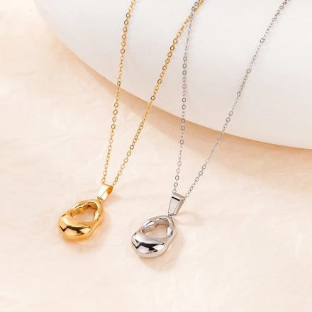 Wholesale French Minimalist Stainless Steel 18k Gold Plated Hollow Geometric Water Drop Necklaces Women