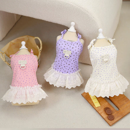 New Cat Dress Pet Clothes Summer Dog Lace Tutu Dress Floral Dog Clothes Designer