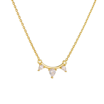 Fashion Minimalist Jewelry 925 Sterling Silver Simple Necklaces Water Drop Diamond Gold Plated Necklaces for Women