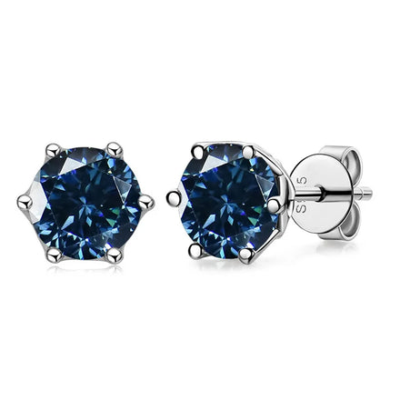 Wholesale Price 925 Sterling Silver 1CT+1CT Colored Moissanite Earrings Red Yellow Blue Earrings Moissanite Jewelry