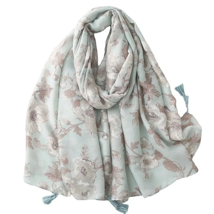 Newest Arrival Soft Elegant Flower Pattern Muslim Head Wraps Hijabs Islamic Scarfs 180*90cm Cotton Feelings Wide Shawl for Women