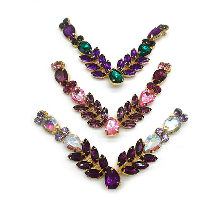 Removable Gold Metal Rhinestone Shoes Chain V Shaped Rhinestone Ladies Shoes Decoration Summer Slipper Sandal Accessories