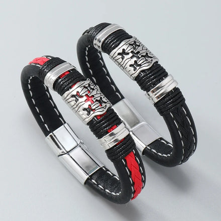 Wholesale Men's Fashion Leather Bracelet Hip-Hop Rock Jewelry Bangles for Women