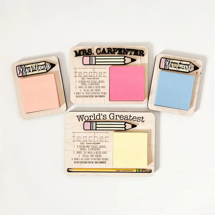 School Desk Sticky Note Holder Teacher Appreciation Wooden Sticky Note Holder for Teacher Gifts