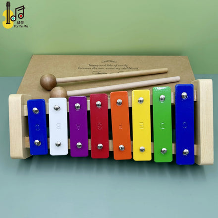 Percussion Xylophones Musical Instruments Metal Xylophone Colorful Bars With Gift Box Package of 8 Tone Xylophone Toys for Kids