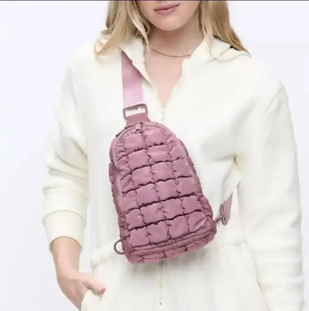 Wholesale Shoulder Factory Puffer Custom Fanny Pack Crossbody Chest Bag for Women Puffer Sling Bag